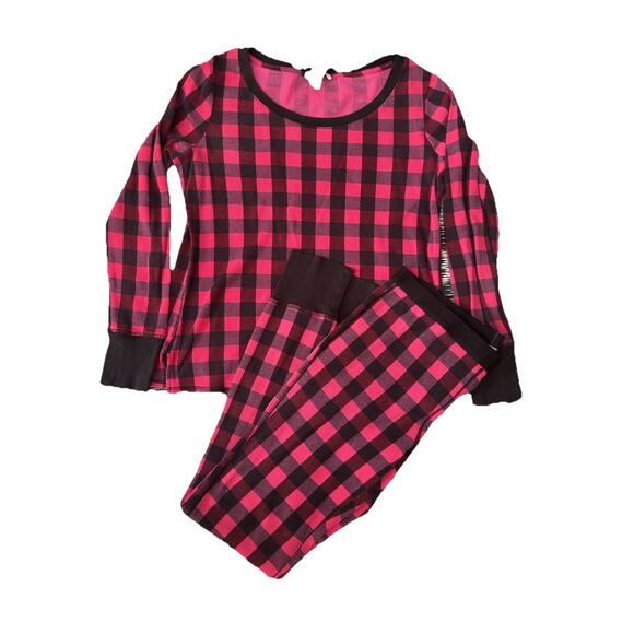 Women's Victoria's Secret Pink Plaid Thermal 2 Piece Pajama Sleep Set Med - Picture 2 of 16